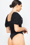 Front-ruched Lace Bodysuit (woven)