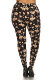 Super Soft Peach Skin Fabric, Floral Graphic Printed Knit Legging With Elastic Waist Detail. High Waist Fit