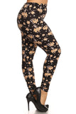 Super Soft Peach Skin Fabric, Floral Graphic Printed Knit Legging With Elastic Waist Detail. High Waist Fit