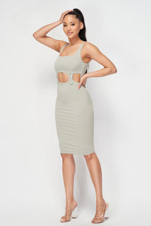 Cut-out Buckle Detail Bodycon Dress