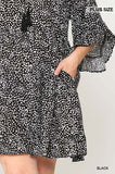 Dot Print Tiered Ruffle Sleeve Dress With Pockets