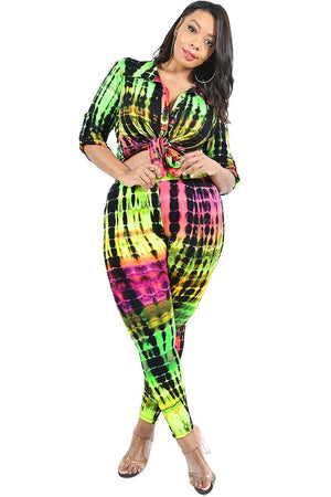 Plus Neon Tie-dye 2 Piece Legging Set