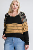 Raglan Sleeve Color Block Long Sleeve Top