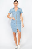 Zip Front Denim Mini Dress