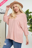 Solid Round Neck 3/4 Sleeve Sweater Top