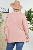 Solid Round Neck 3/4 Sleeve Sweater Top