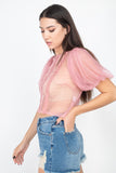 Round Neck Sheer Mesh Crop Top