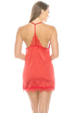 4 Piece Satin Lace Trimmed Slip Set With Matching Thong