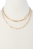 2 Layered Metal Clothing Pin Chain Multi Necklace