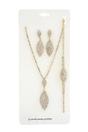 Elegant Marquise Rhinestone Bracelet Necklace Set