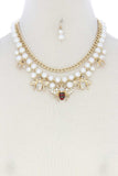 Bee Charm Pearl Bead Cuban Link Layered Necklace