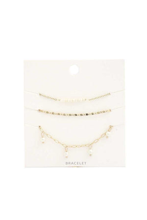 Pearl Oval Link Bracelet Set