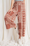 Printed Terry Knit Wide Leg Comfy Pants