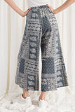 Printed Terry Knit Wide Leg Comfy Pants