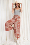 Printed Terry Knit Wide Leg Comfy Pants