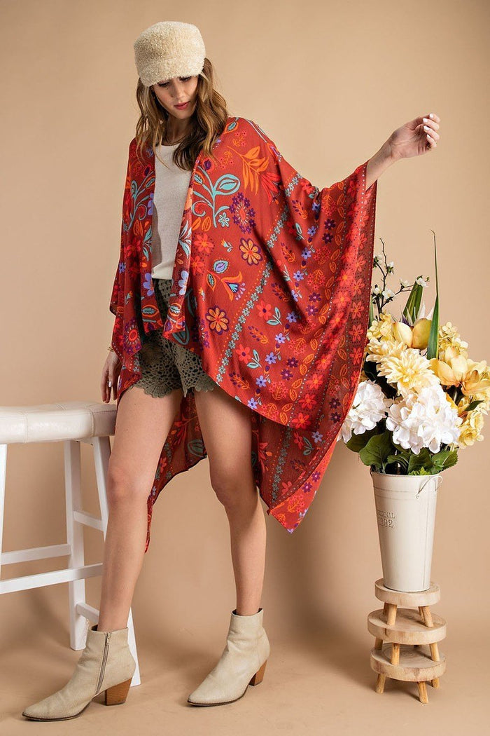 Scarf Printed Rayon Crepon Kimono