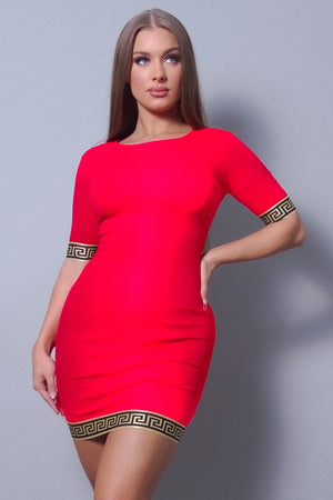 Sexy Basic Geo Trim Bodycon Mini Dress