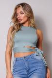 Sleeveless Cutout Side Tie Basic Top