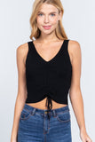 Slvless Shirring Tie Rib Sweater Top