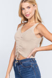 Slvless Shirring Tie Rib Sweater Top