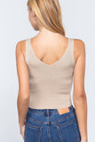 Slvless Shirring Tie Rib Sweater Top