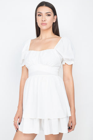 Puff Sleeves Frill Dress