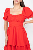 Puff Sleeves Frill Dress