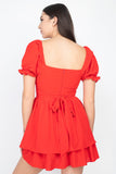 Puff Sleeves Frill Dress