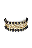 Fashion Glass Metal Wood Bead Multi Stretch Bracelet