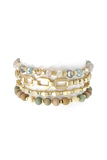 Fashion Glass Metal Wood Bead Multi Stretch Bracelet