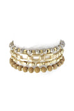 Fashion Glass Metal Wood Bead Multi Stretch Bracelet