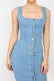 Denim Button-front Mini Dress