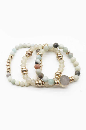 Natural Stone Bead Stretch Multi Bracelet