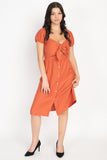 Front Tie Cutout Smocked Dress