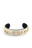 Bee Rhinestone Cuban Link Cuff Bracelet