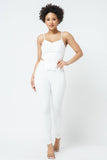 Strappy Bustier Stitch Details With Back Zipped High-waist Skinny Pants With Waist Elastic