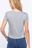 Short Slv V-neck W/pocket Crop Top