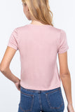 Short Slv V-neck W/pocket Crop Top