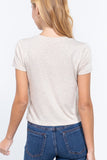 Short Slv V-neck W/pocket Crop Top