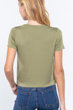 Short Slv V-neck W/pocket Crop Top