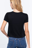 Short Slv V-neck W/pocket Crop Top