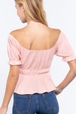 Short Off Shoulder Knit Gauze Top