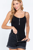 Front Zipper Rib Cami Bodysuit