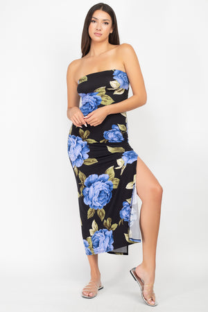 Floral Strapless Maxi Dress