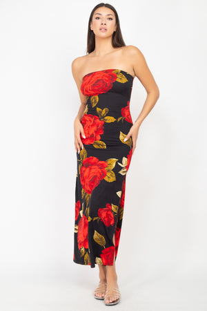 Floral Strapless Maxi Dress