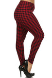 Plus Size Houndstooth Print, High Waisted, Full Length, Leggings.