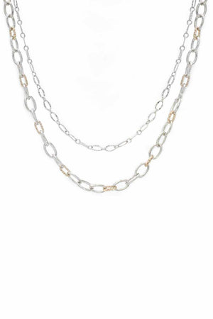 2 Layered Metal Chain Necklace