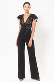 Deep V Crochet Lace Jumpsuit