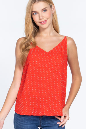 V-neck Cami Dot Printed Woven Top