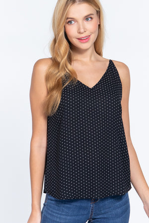 V-neck Cami Dot Printed Woven Top